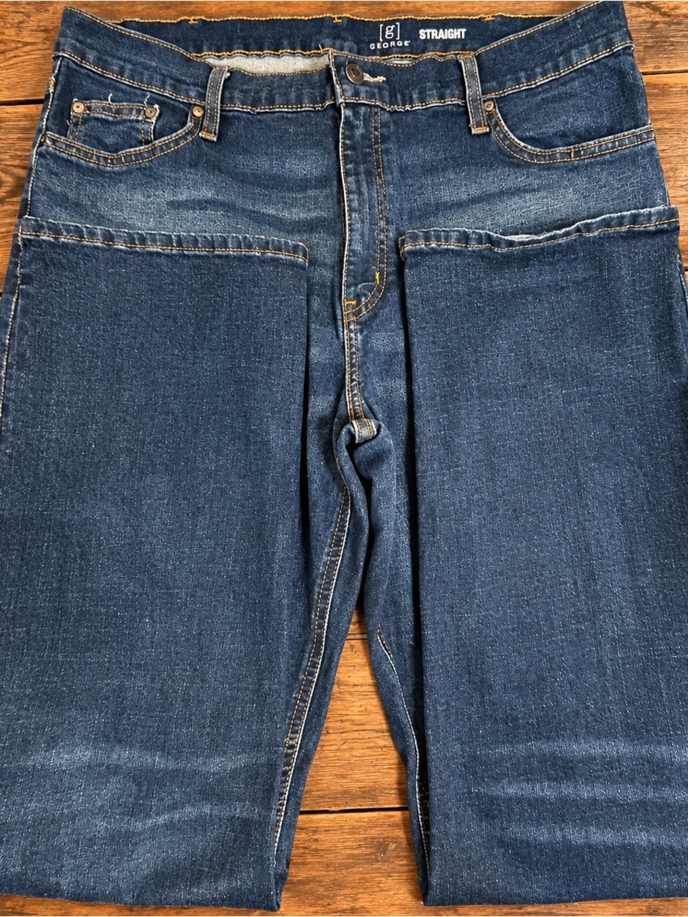 George Men's Straight Jeans in Dark Blue Denim 38x32